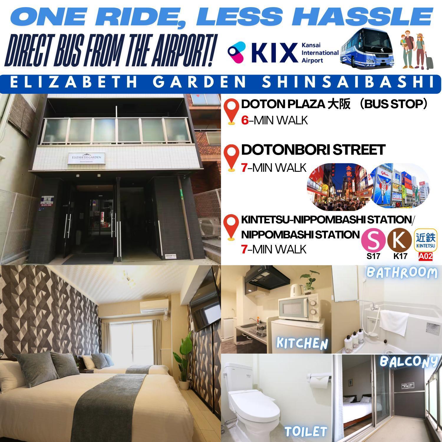 Appartamento Elizabeth Garden Shinsaibashi Osaka Esterno foto